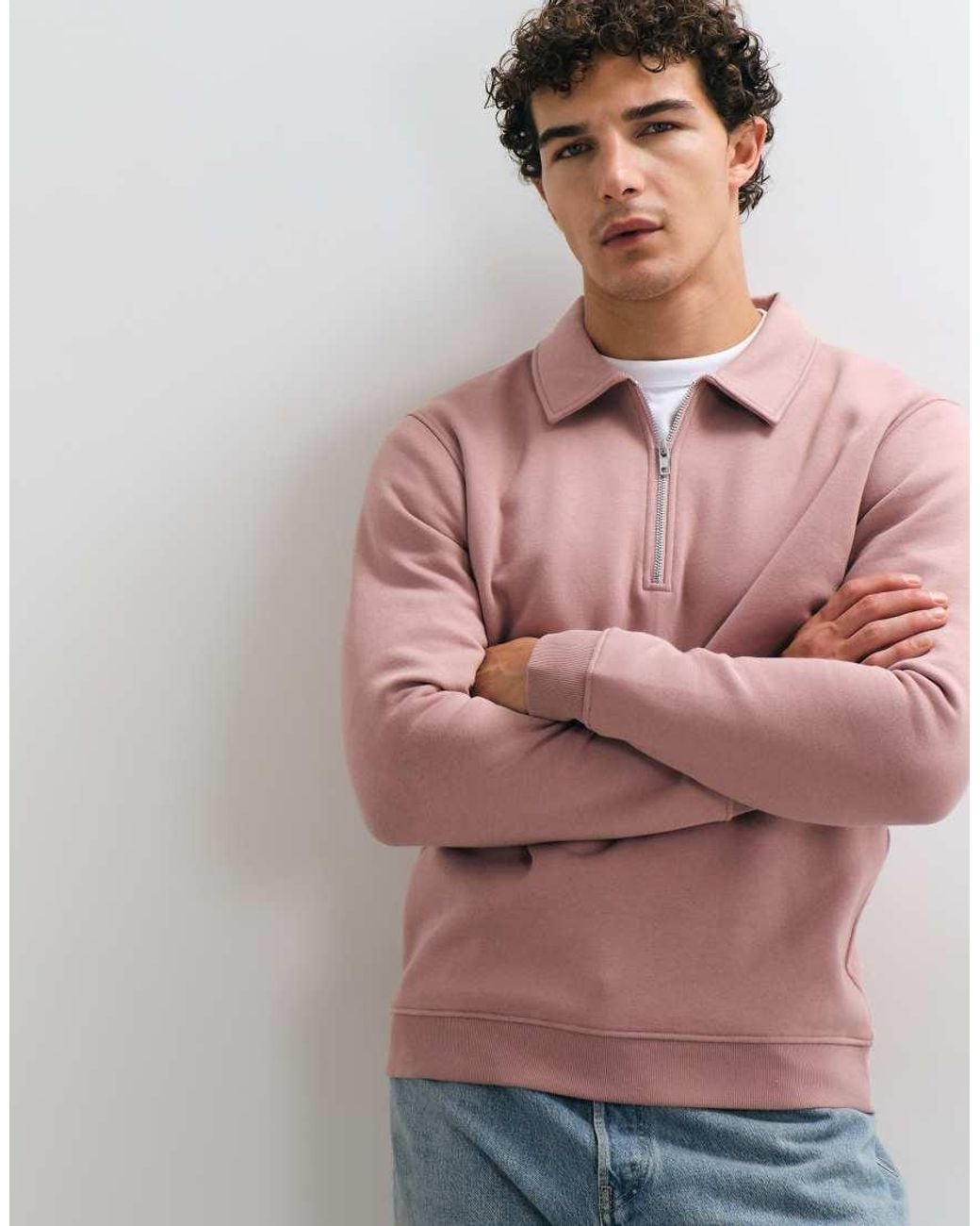Básicos Polo Con Cremallera De Cuarto-Rosa ASOS de hombre de color Pink