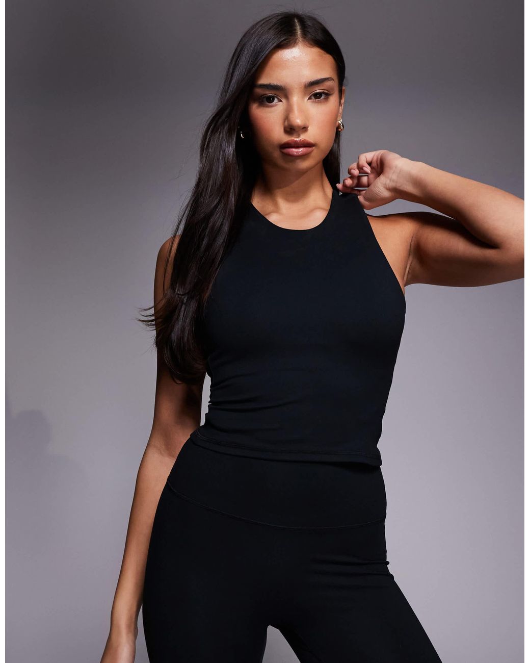 4505 Icon Racer Back Vest With Inner Bra And Removable Padding in Black ...