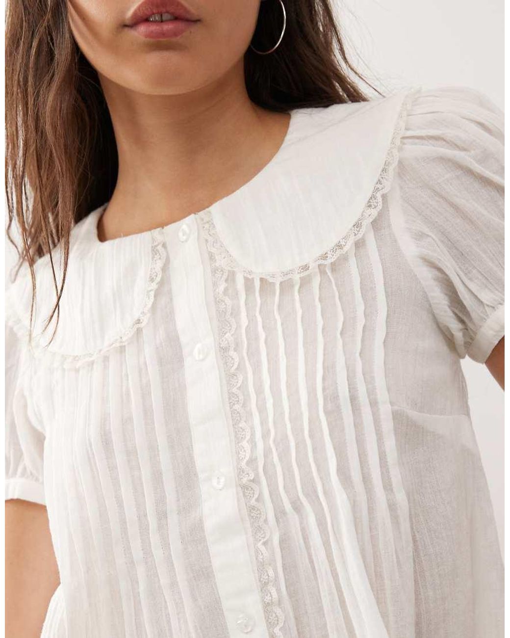 Reclaimed Vintage White Soft Shirt With Peter Pan Collar