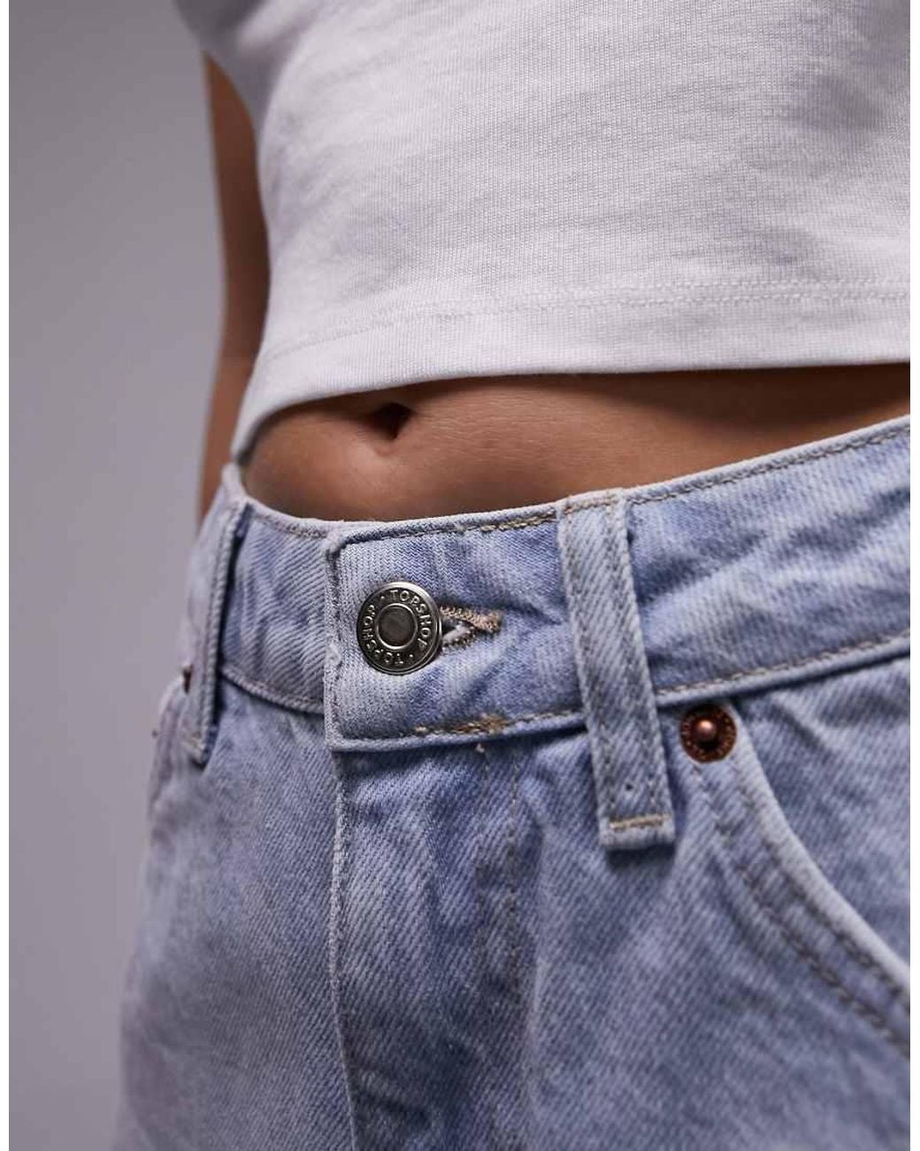 TOPSHOP Blue Denim A-Line Mom Shorts