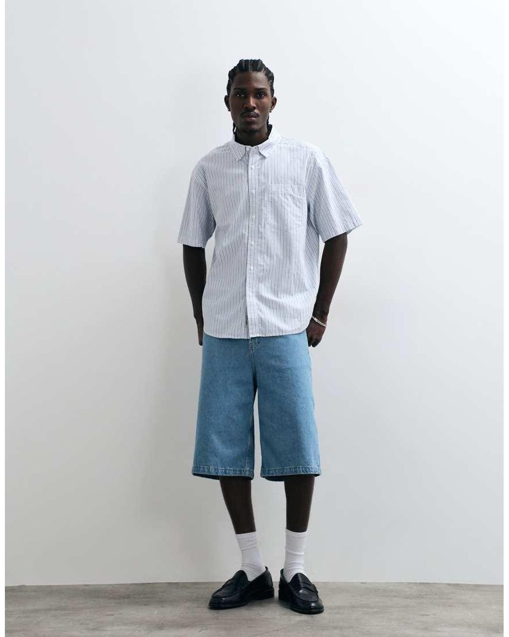 Carhartt Blue Keene Short Sleeve Stripe Shirt for men