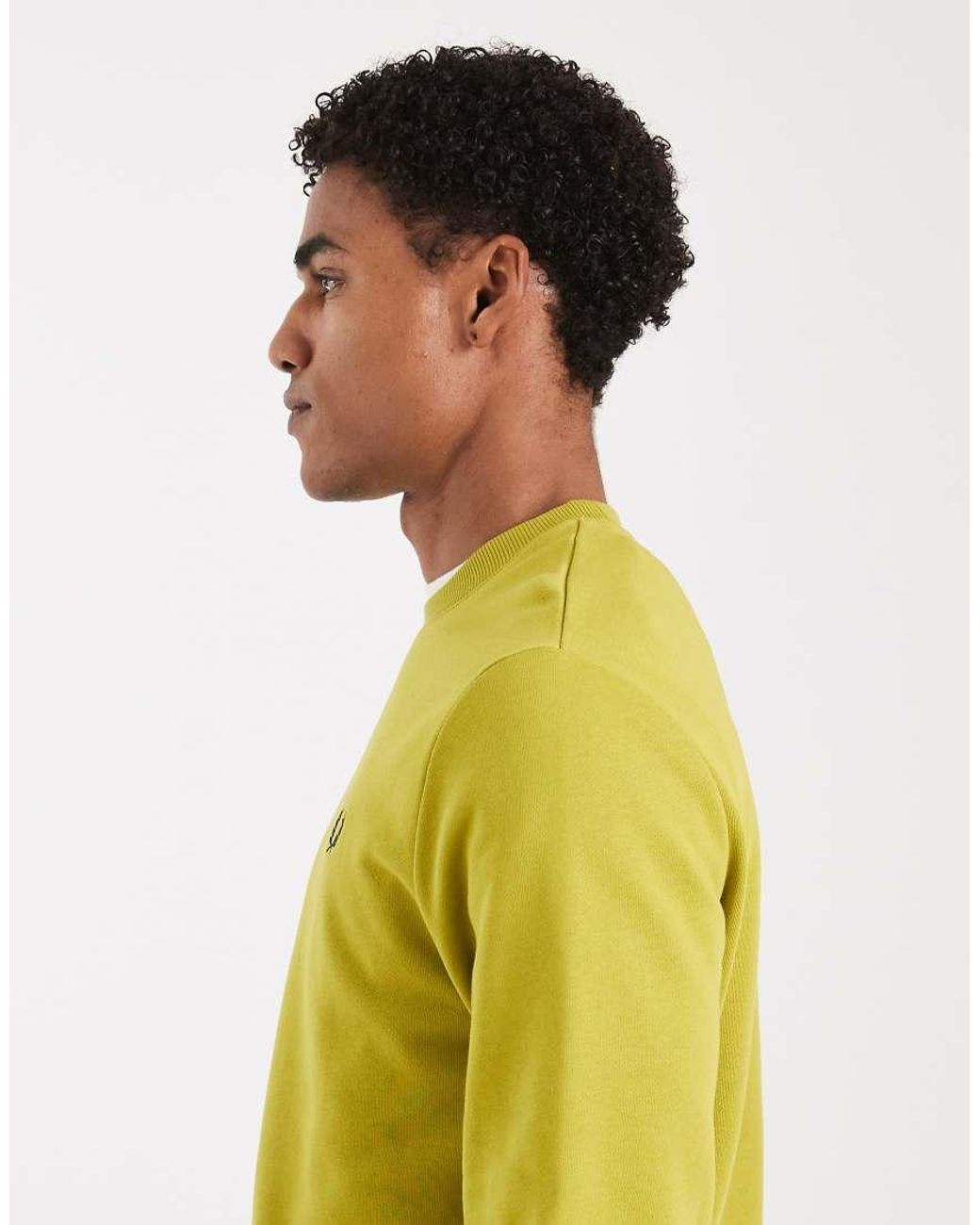 Fred Perry Yellow Tipped Crew Neck Sweatshirt for men