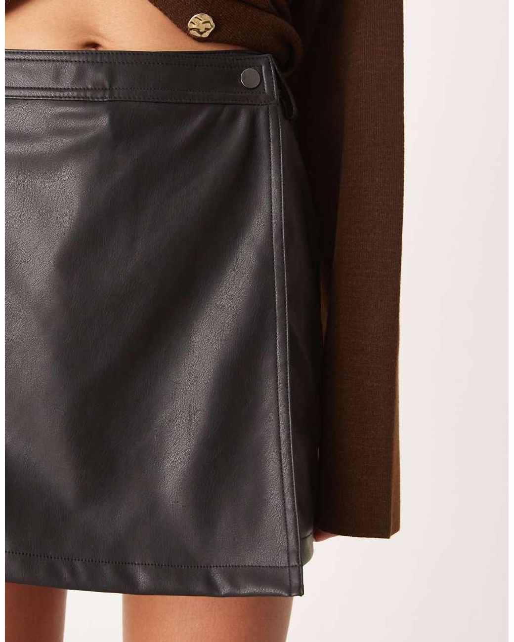 Vila Black Faux Leather Mini Skort