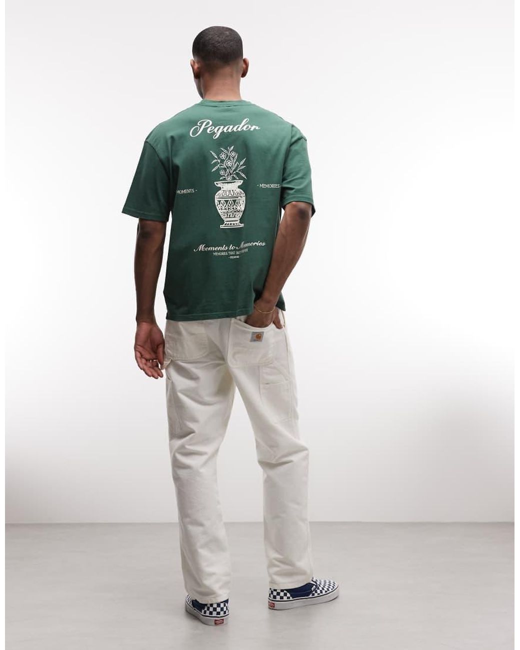 PEGADOR Green Morcote Oversized T-shirt With Back Print Graphic for men