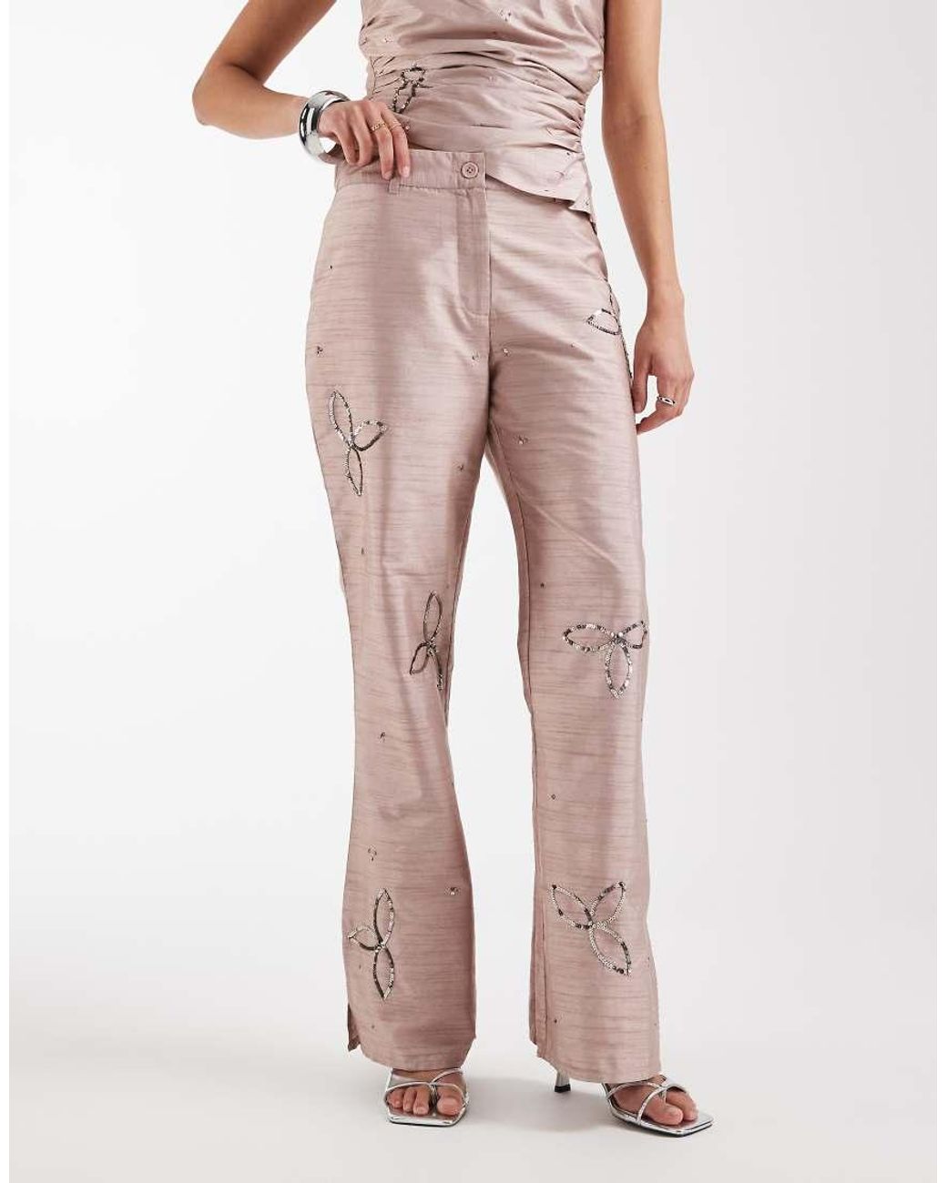 laagam Yellow Amelie Textured Sequin Trouser