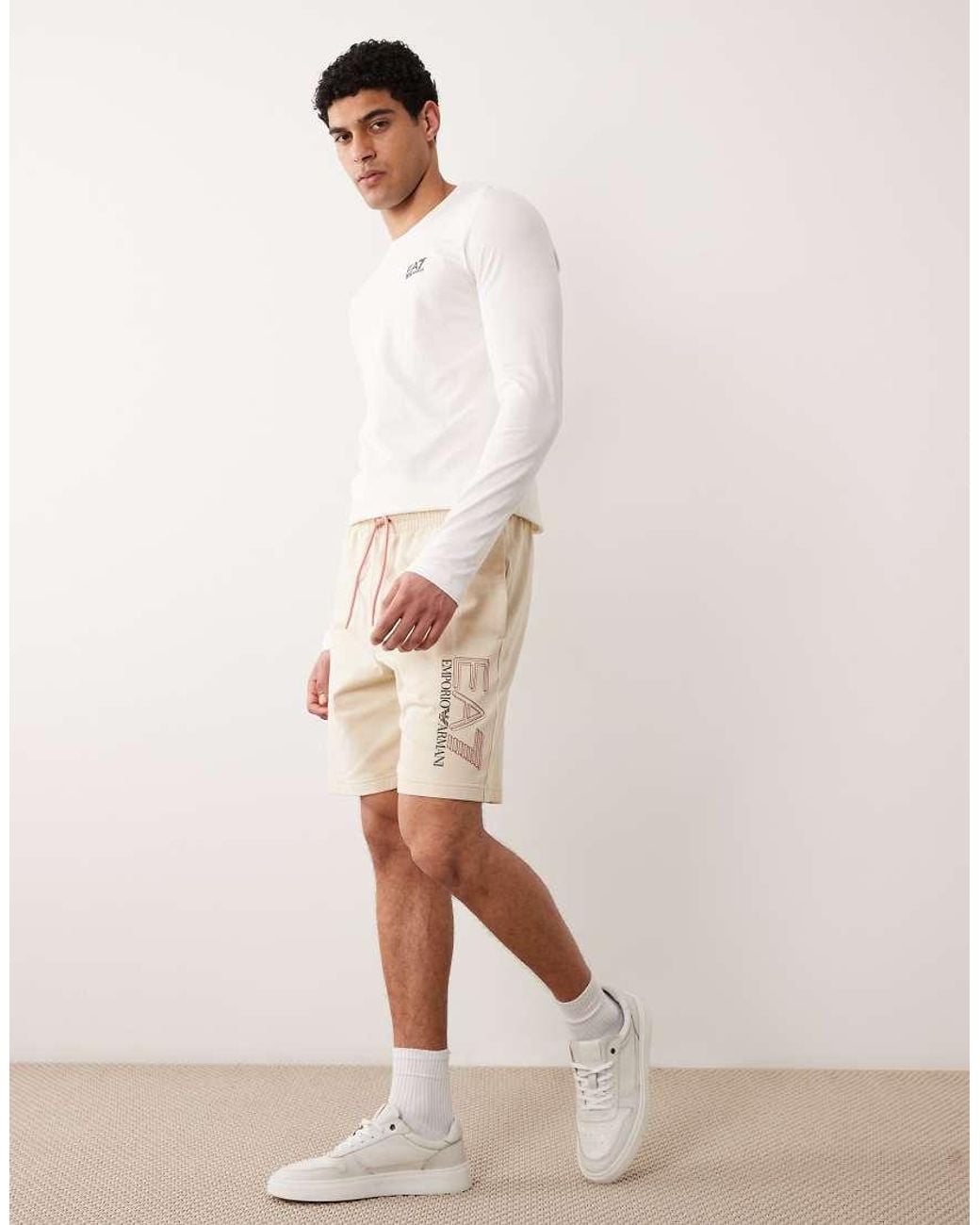EA7 Natural Armani Logo Trackie Shorts for men