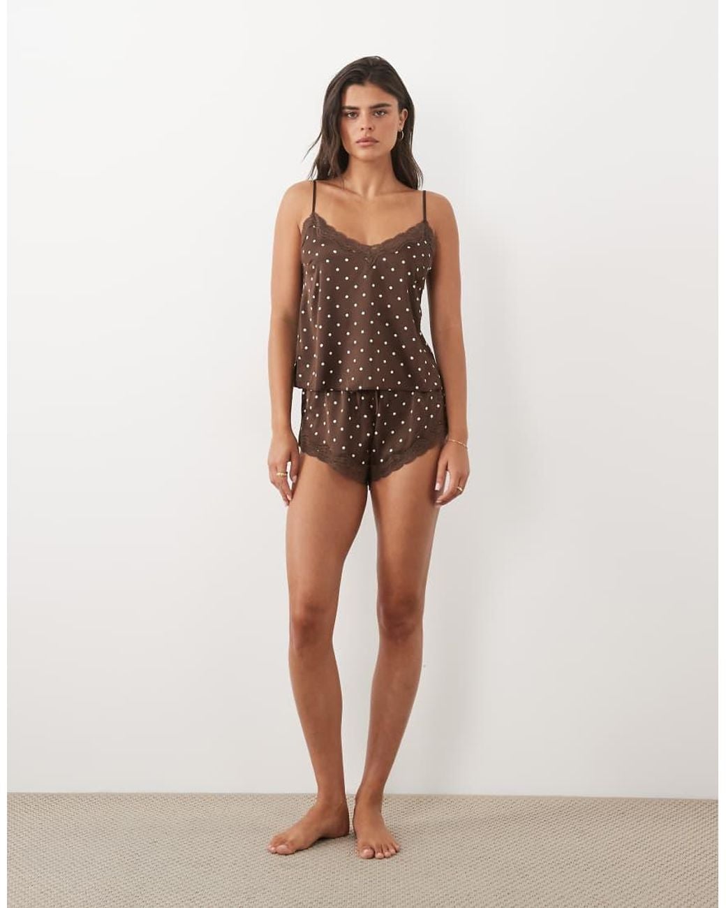 Boux Avenue Natural Daisy Satin And Lace Trim Cami Set