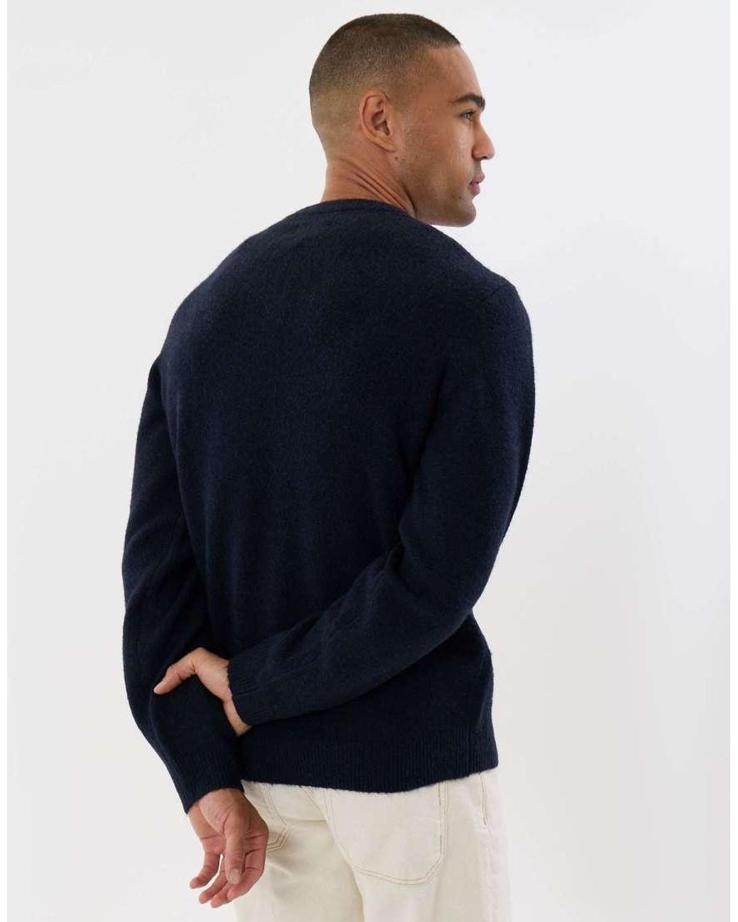 Threadbare Blue Soft V Neck Jumper for men