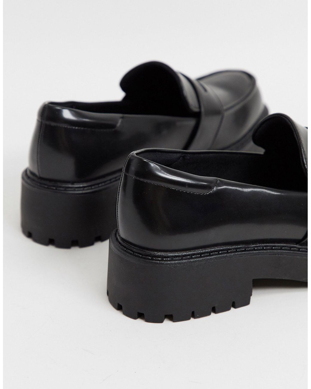 Monki June Chunky Faux Leather Loafer in Black | Lyst