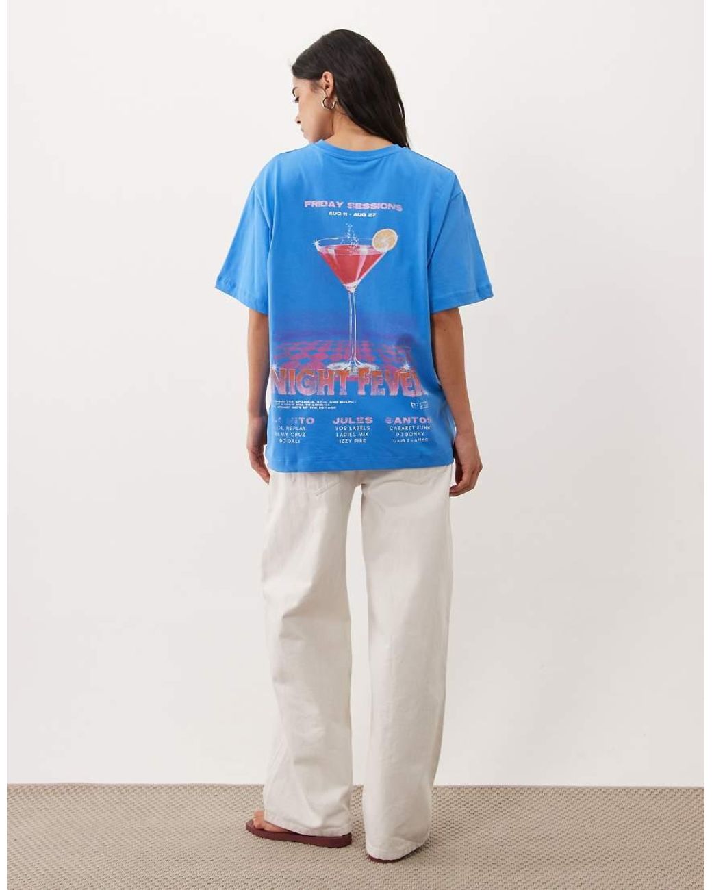 ASOS Blue Oversized T-shirt With Retro Cocktail Graphic