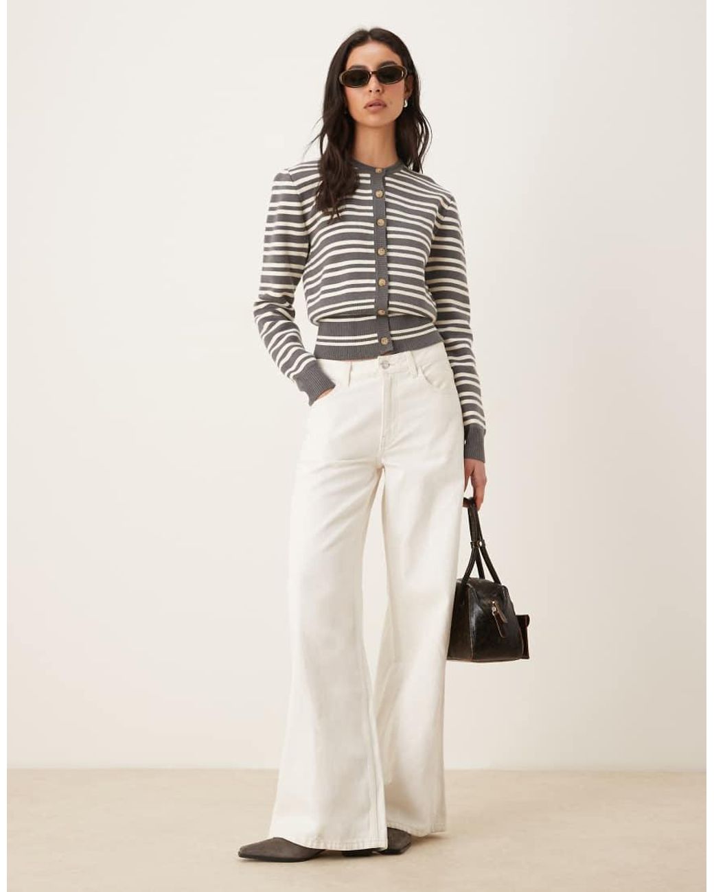 Nia Gray Baxter Striped Button Up Cardigan