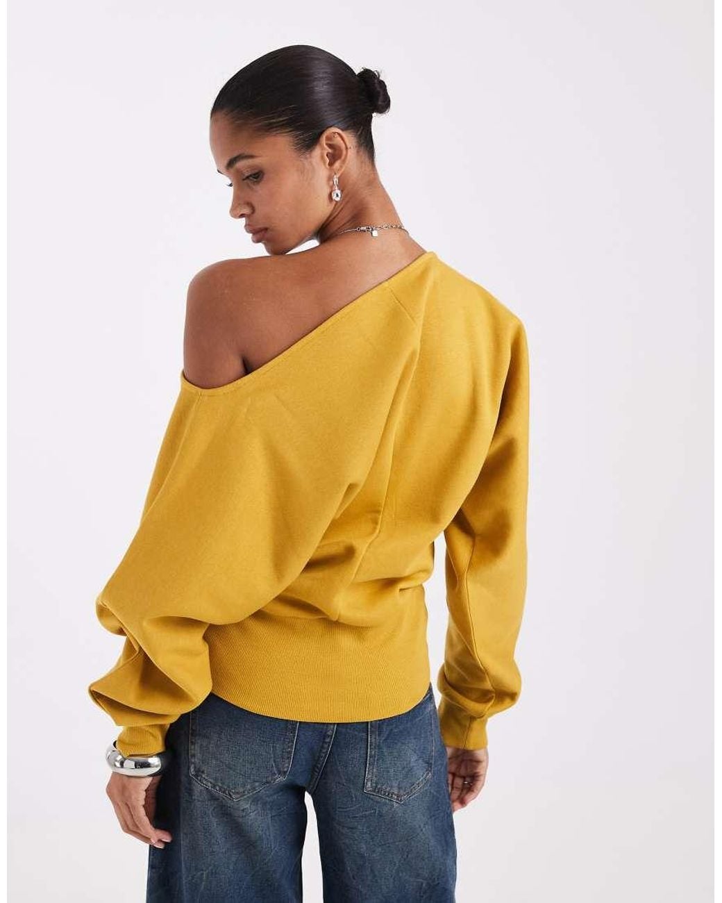 ASOS Blue Slash Neck Batwing Sweatshirt