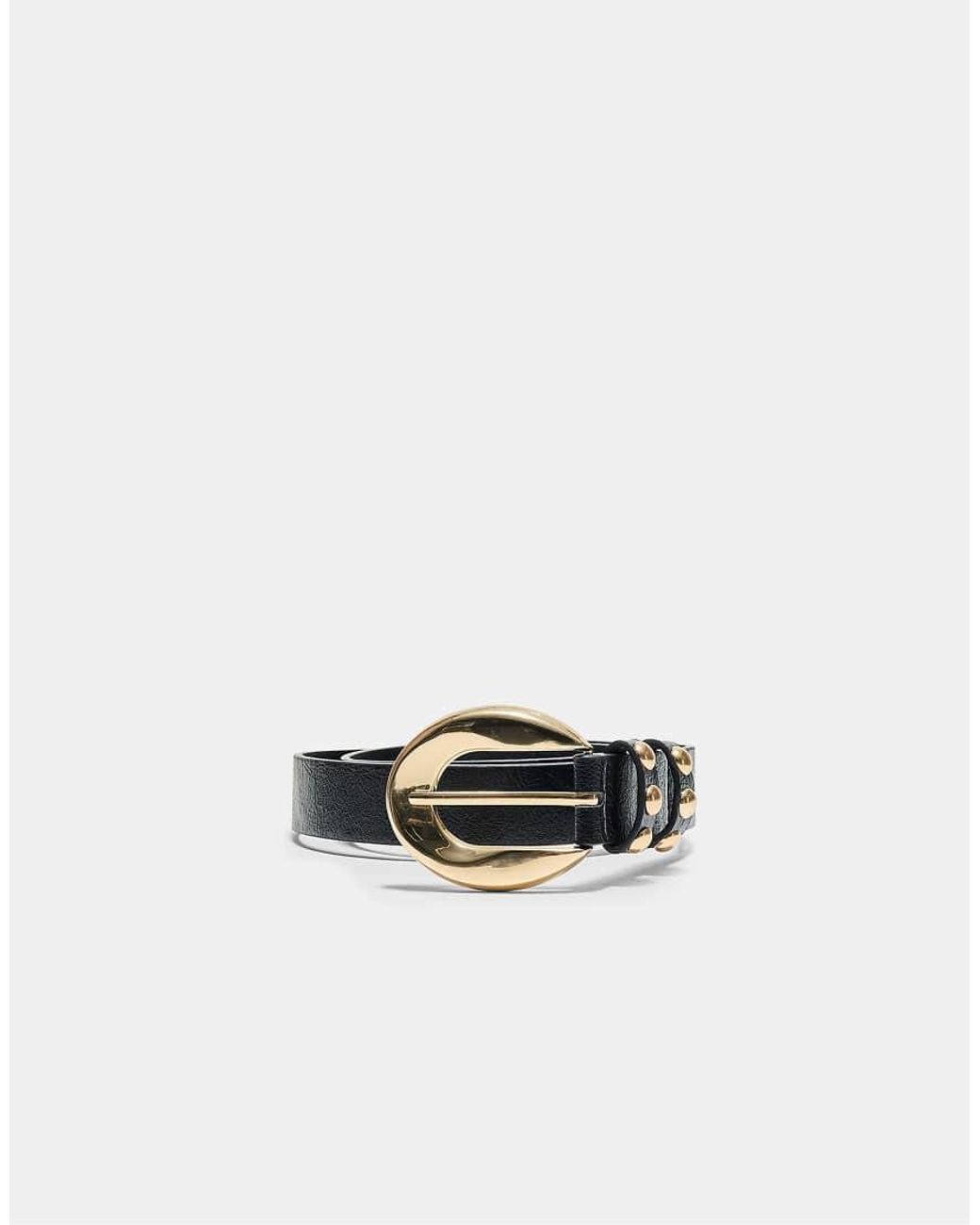 Stradivarius White Studded Plaque Belt