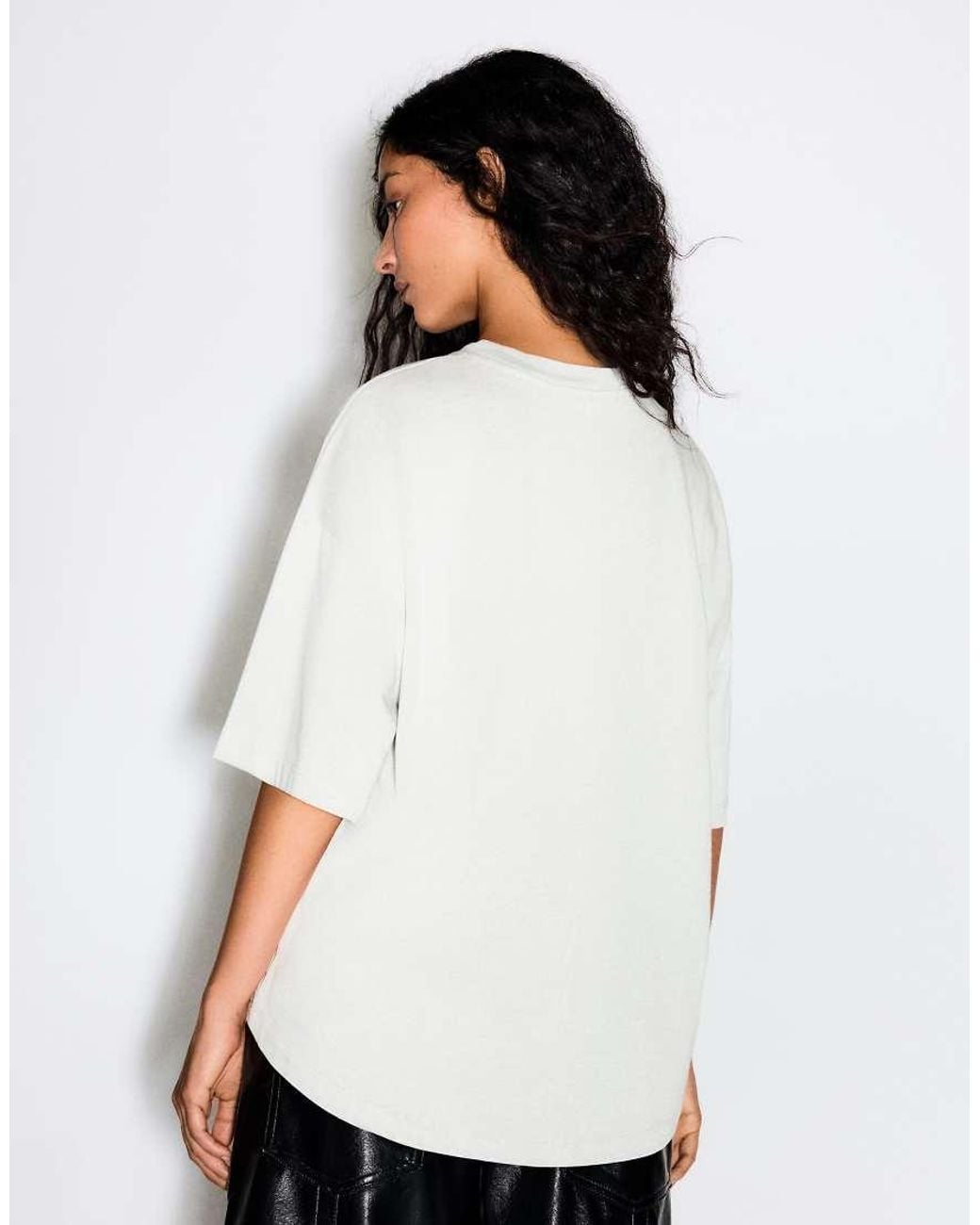 Bershka White Short Sleeve Oversize T-shirt