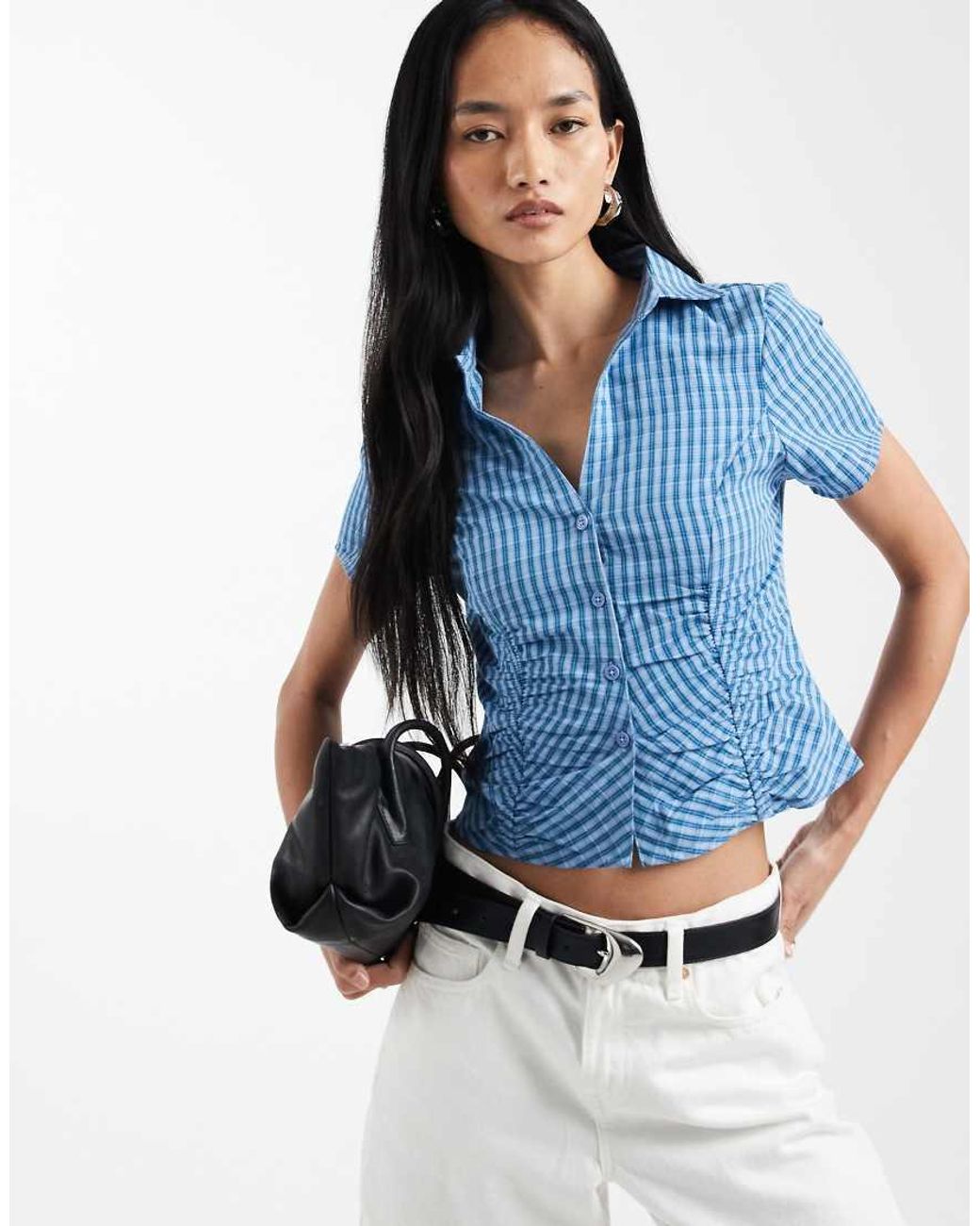 Cotton On Blue Maya Ruched Shirt