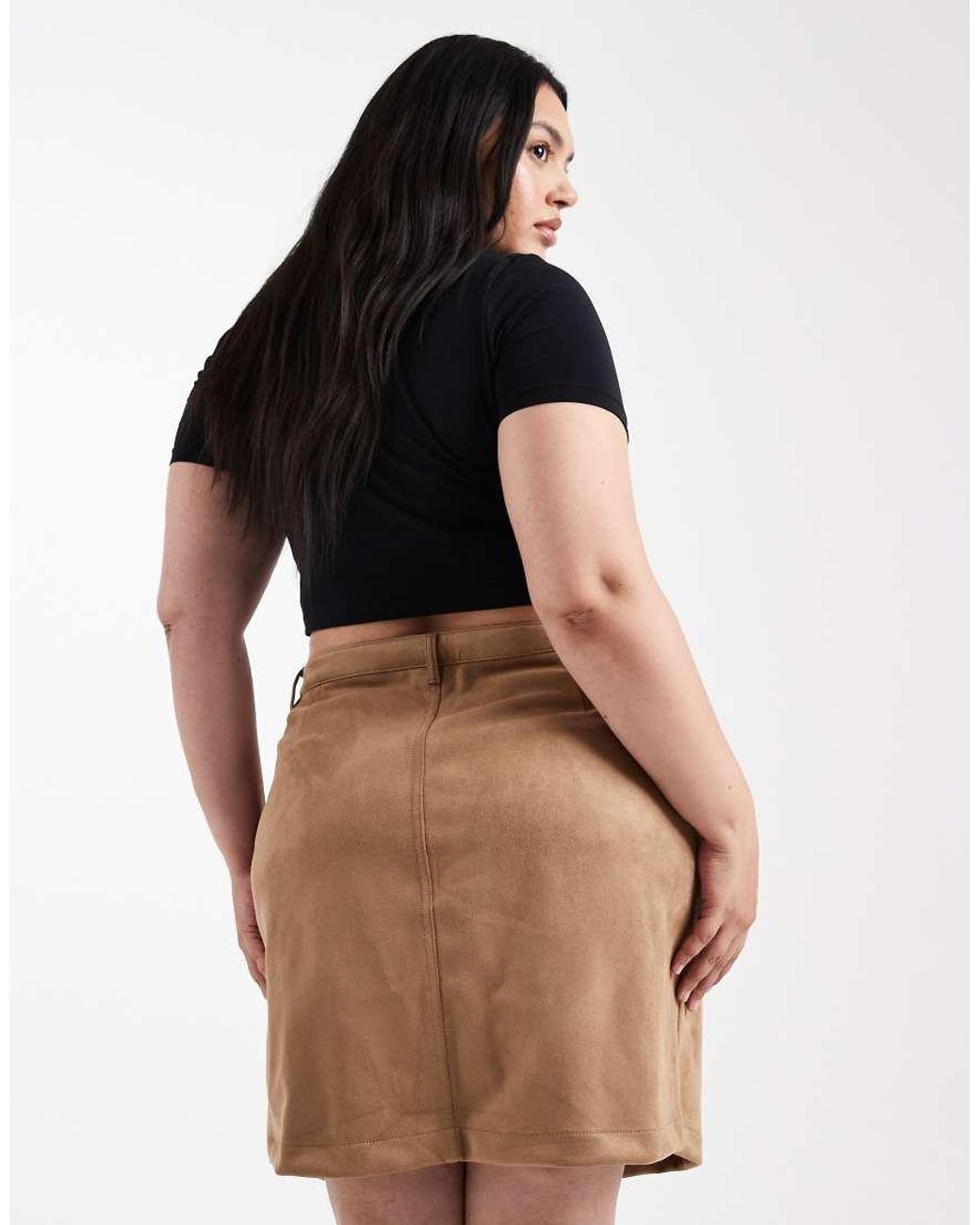 ONLY Brown Faux Suede Mini Skirt
