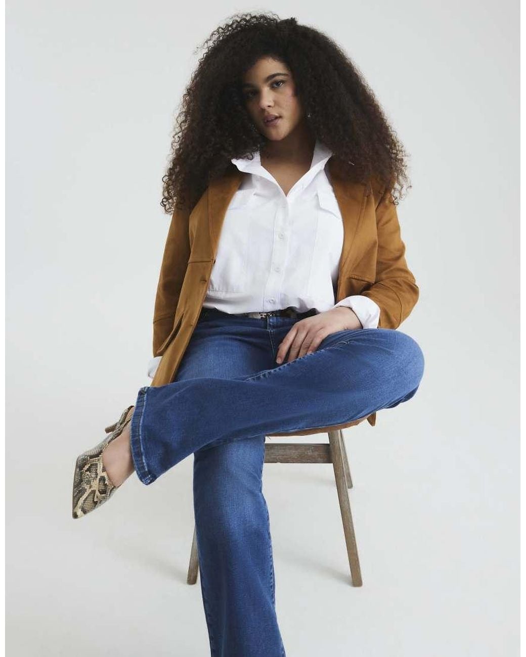 River Island Blue Mid Rise Flared Jeans