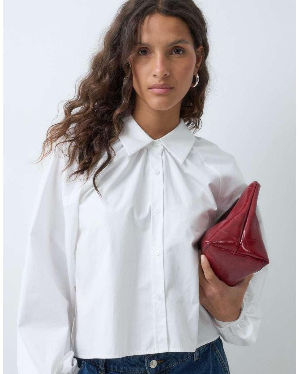 ASOS Blue Oversized High Low Hem Raglan Sleeve Shirt