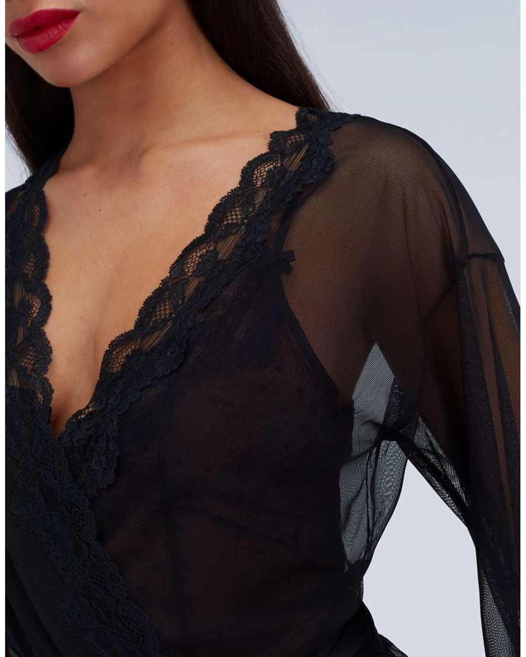 Boux Avenue Blue Mallory Mesh Kimono Robe Soft Sheer Comfy Nightwear