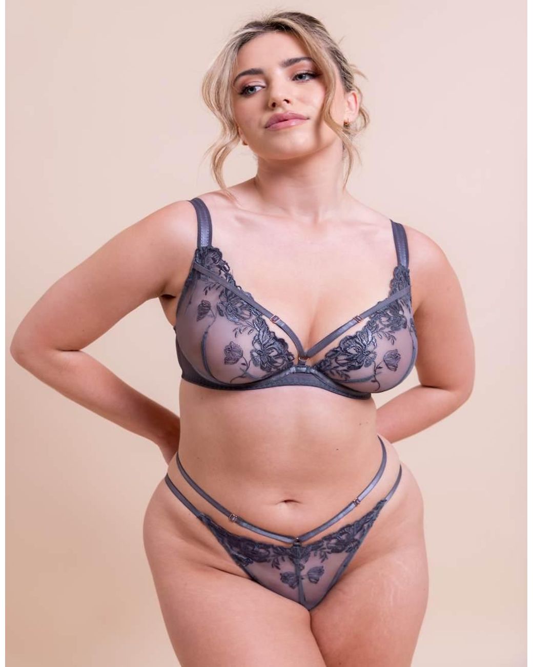 Curvy Kate Pink Scantilly Bound Blossom Deep Plunge Bra Fuller Bust