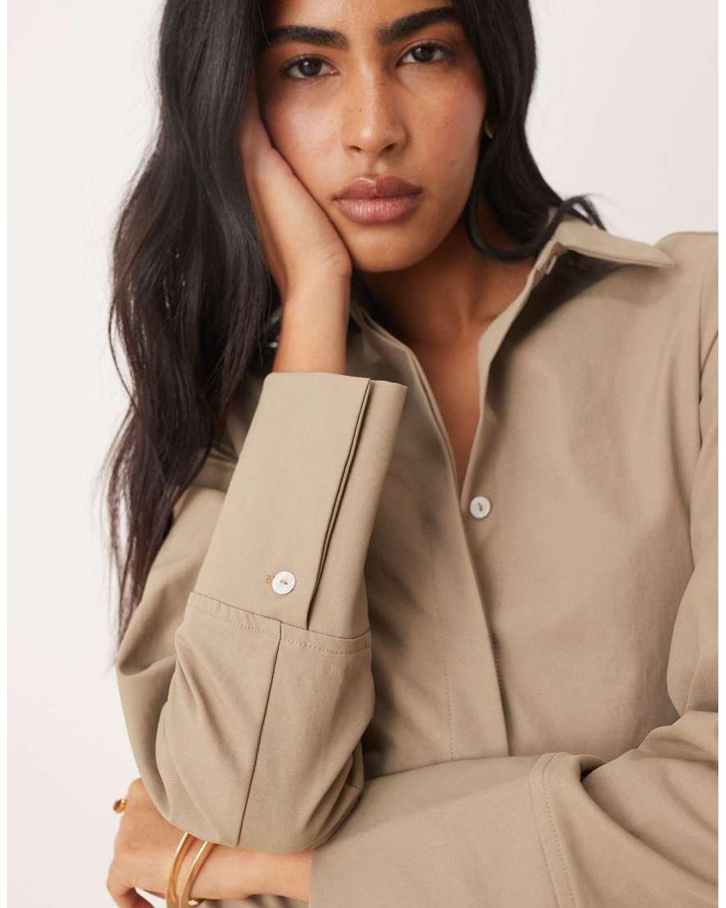 Pretty Lavish Natural Cinched Shirt Co-ord