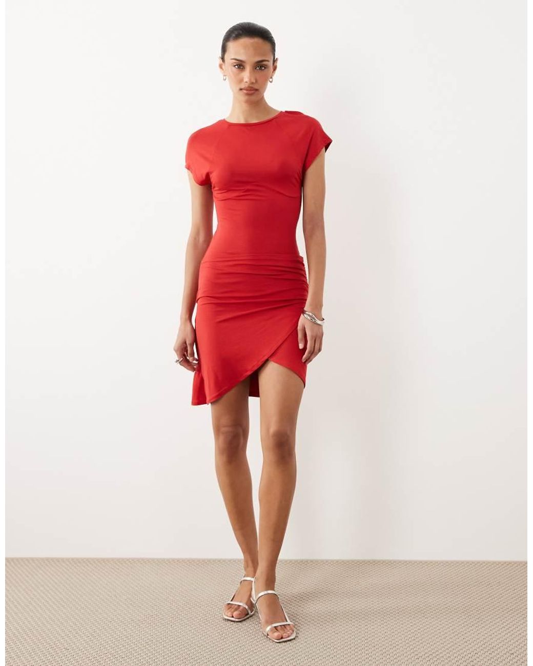 ASOS Red Wrap T-shirt Mini Dress