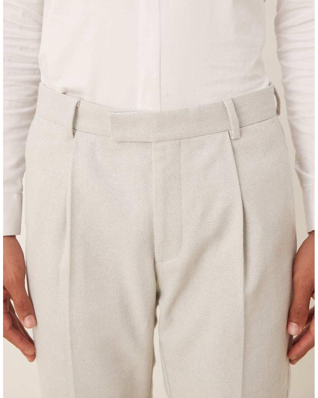 ASOS Natural Wool Mix Skinny Suit Pants for men