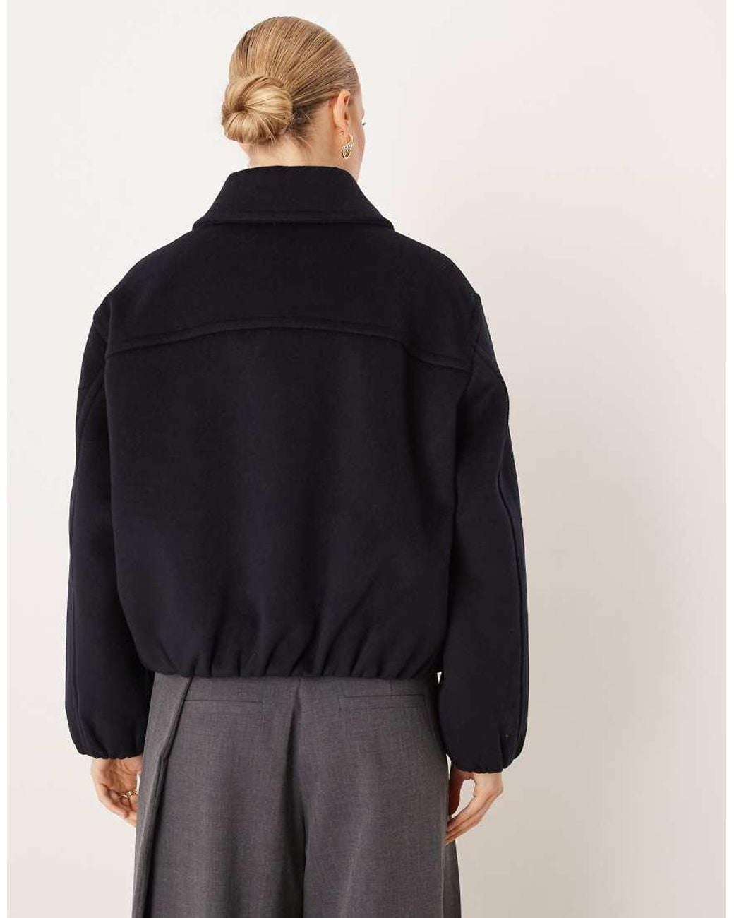 Mango Blue Oversized Puffball Harrington Jacket