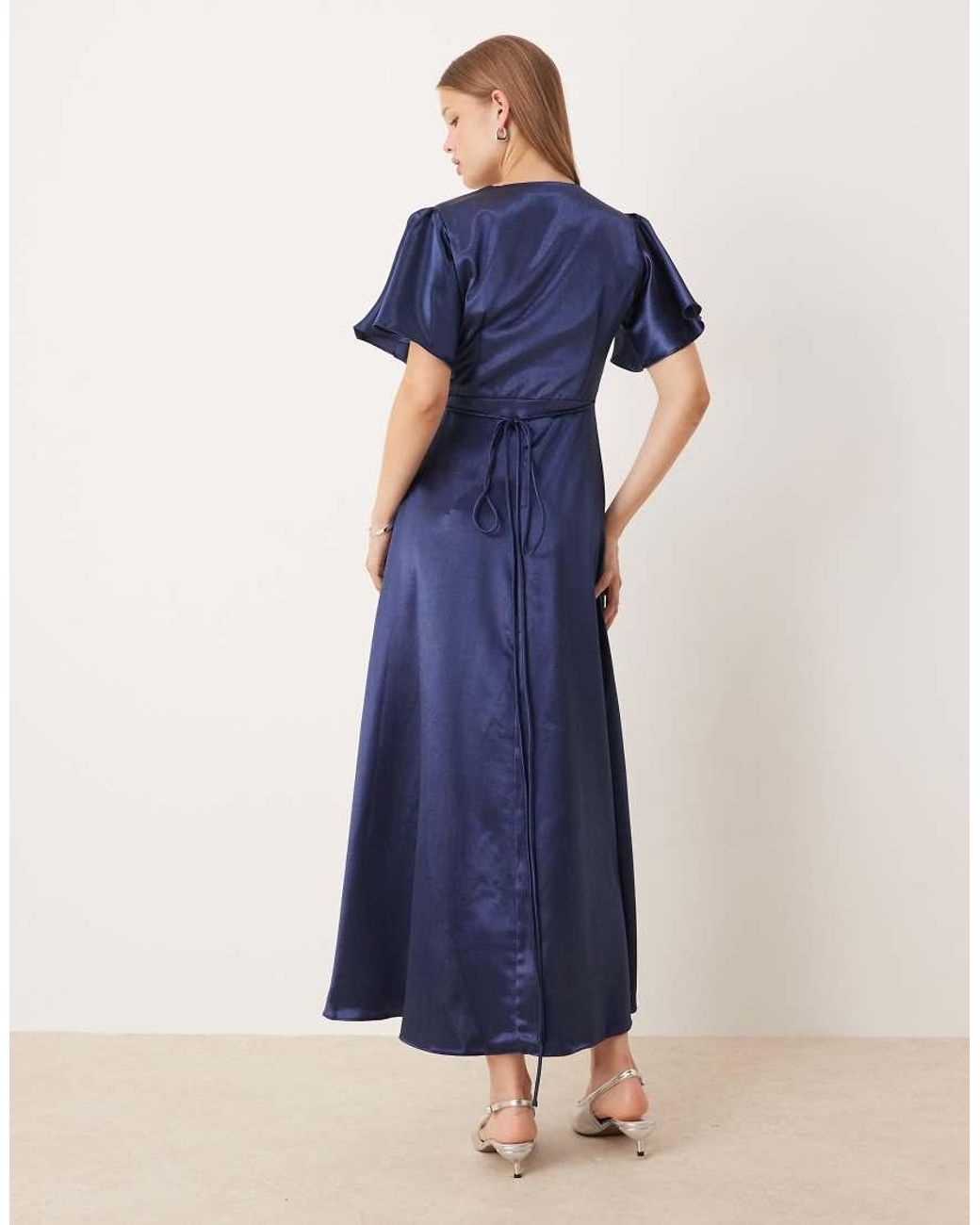 True Decadence Blue Bridesmaid Wrap Midi Dress