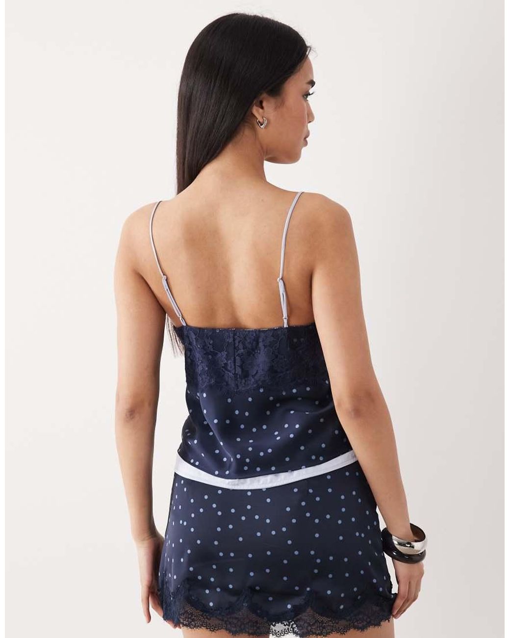 Abercrombie & Fitch Blue Reversible V Neck Lace Cami Top Co-Ord