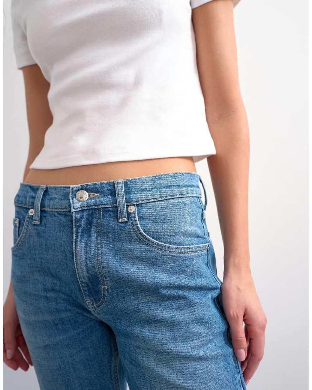 TOPSHOP Blue Cropped Kick Flare Jeans