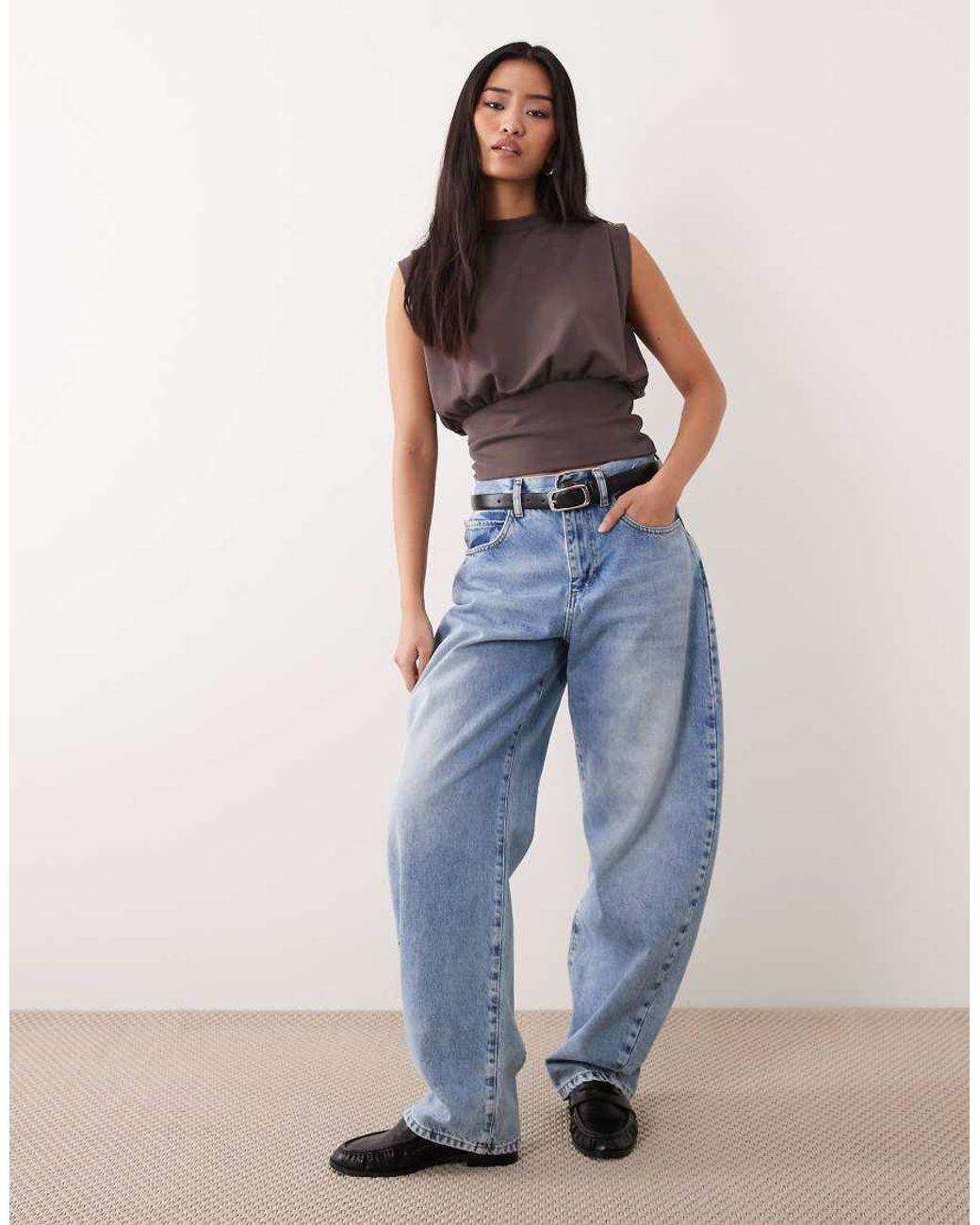 ASOS Brown Sleeveless Modal Draped Cinched Crop Top