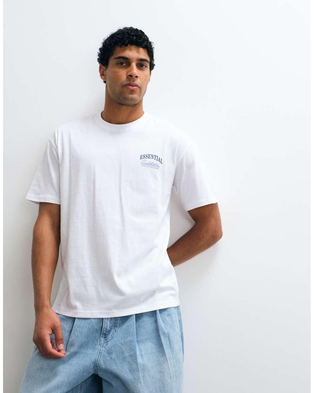 Jack & Jones White Essentials Backprint T-Shirt for men