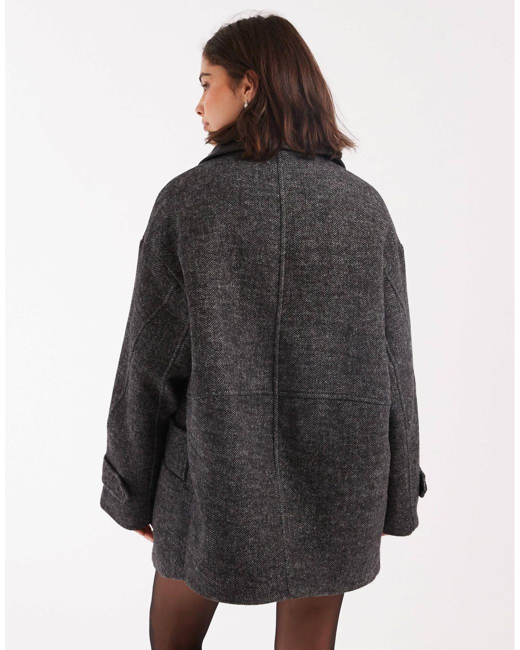 ASOS Gray Wool Blend Textured Jacket With Collar