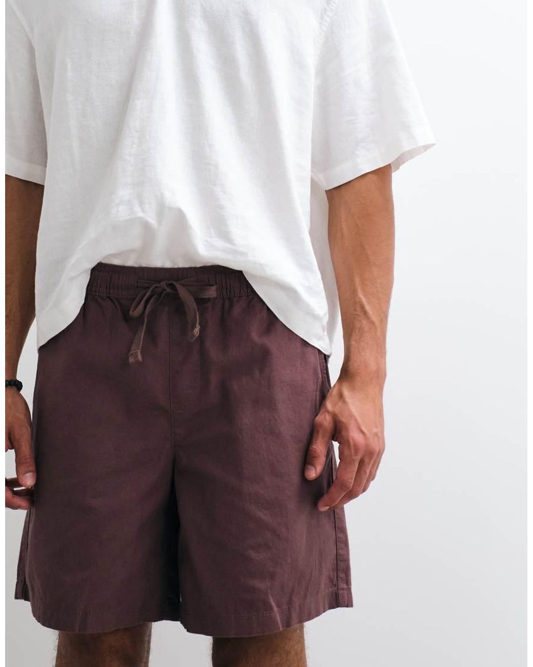 ASOS White Linen Blend Shorts for men