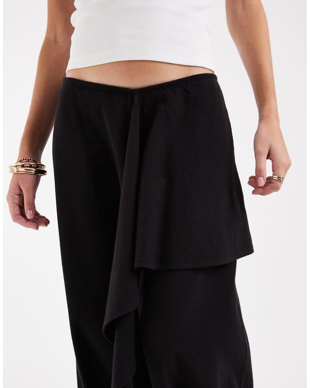 ASOS White Textured Sarong Detail Pants