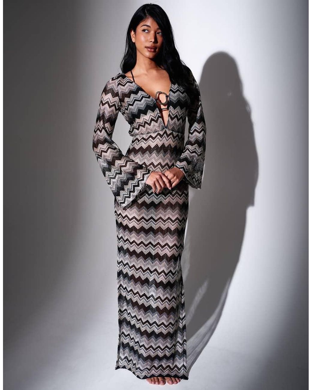 South Beach Black Crochet Maxi Kaftan