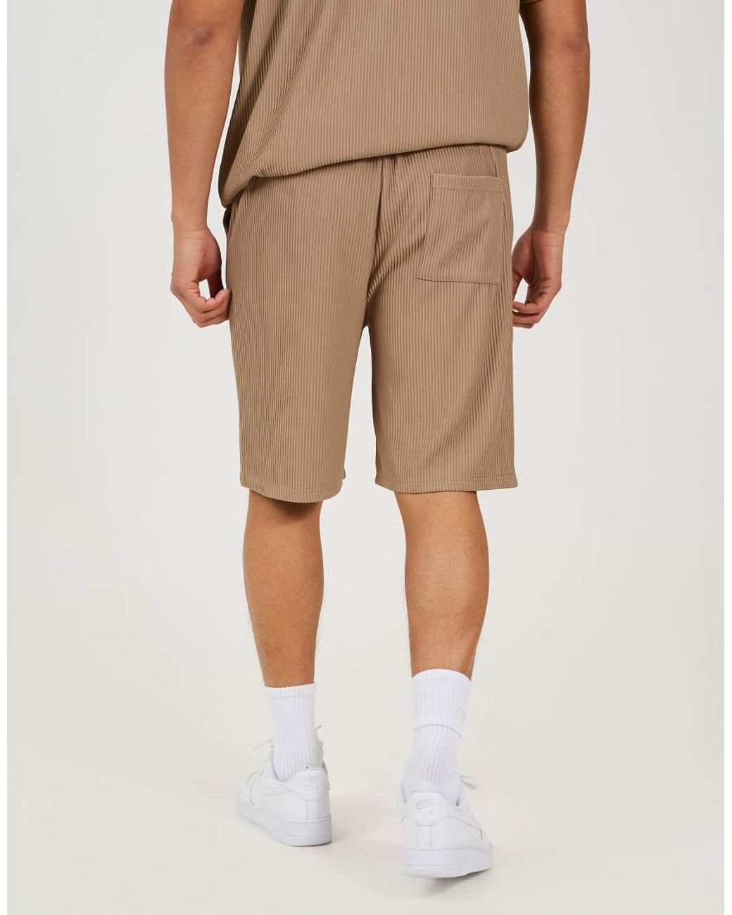 Brave Soul Natural Pleated Shorts for men