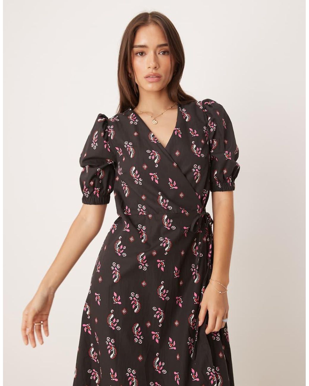 Glamorous Natural Wrap Midi Dress