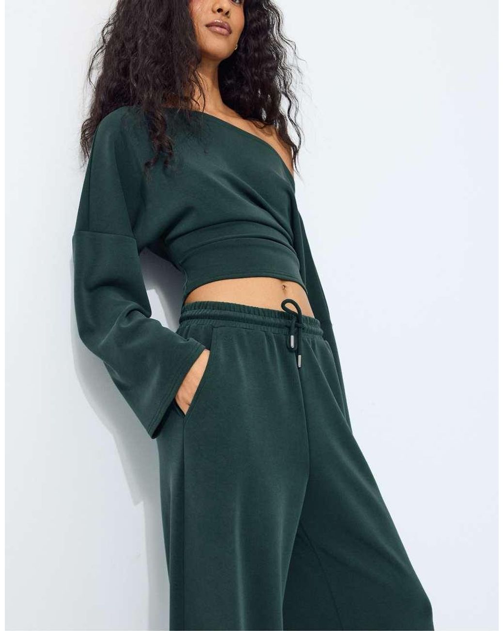 Stradivarius Green Soft-touch Palazzo Trousers