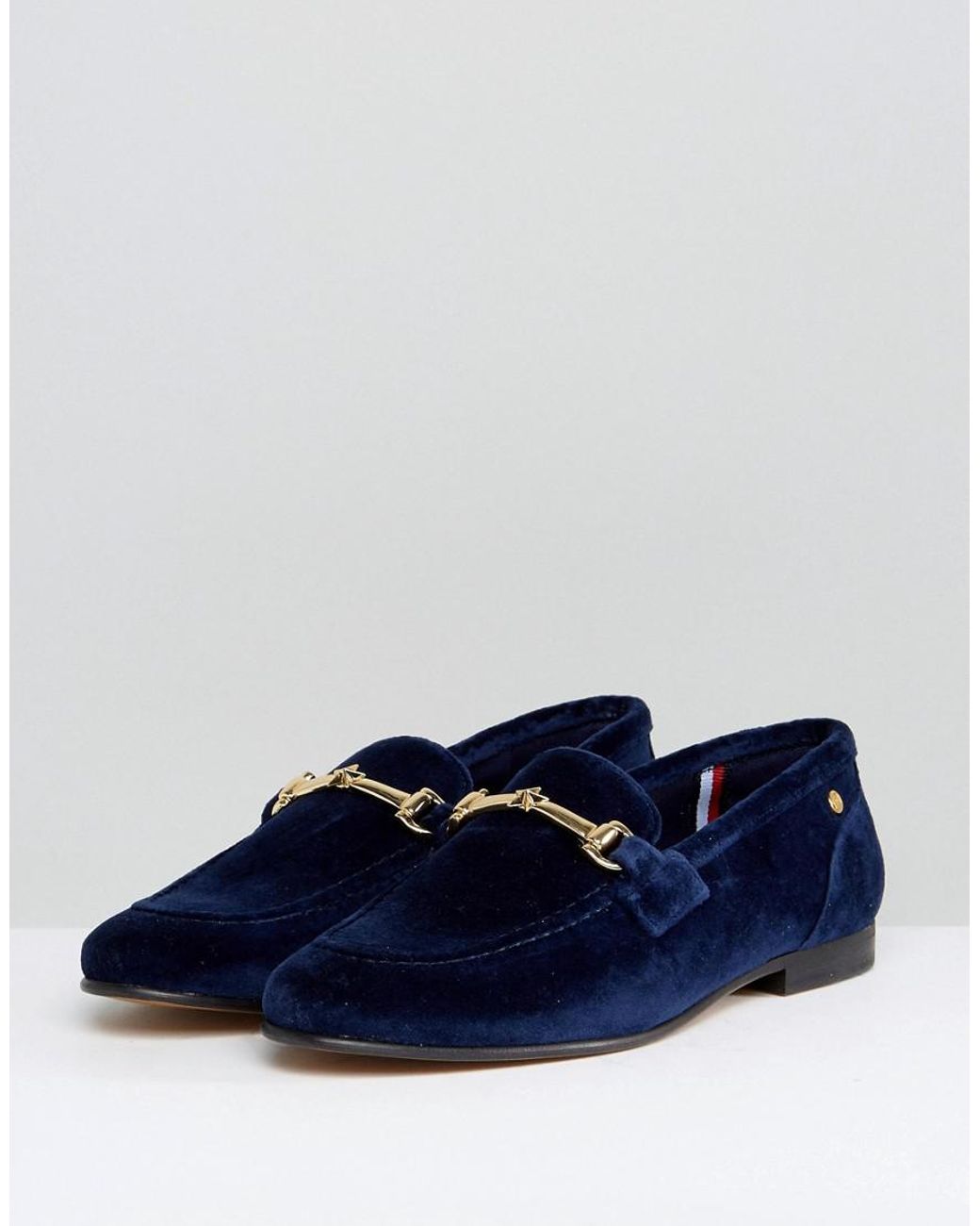 Tommy Hilfiger Velvet Loafer With Star Snaffle in Navy (Blue) | Lyst
