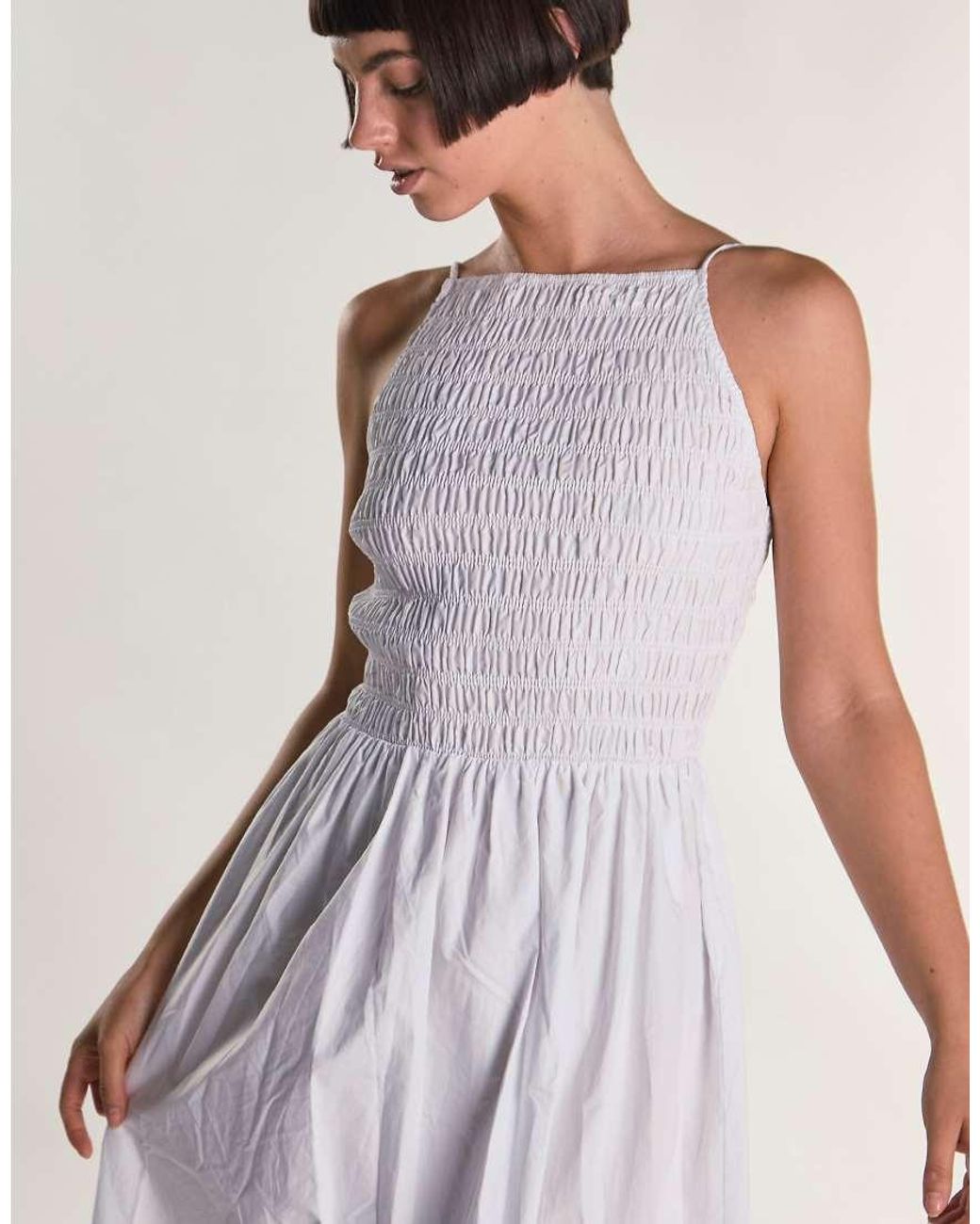 Glamorous White Shirring Body Maxi Dress