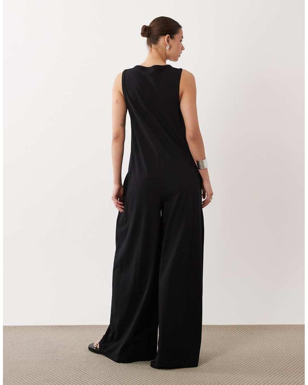 ASOS Black Button Through Jumpsuit With Pockets