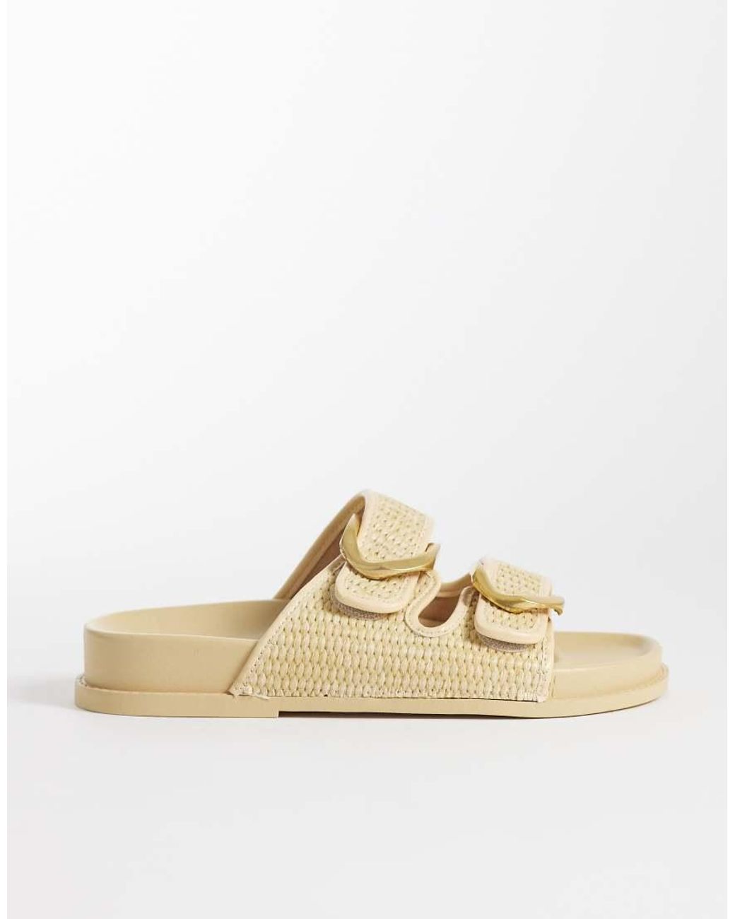 ASOS Natural Falcon Double Buckle Footbed Sandal