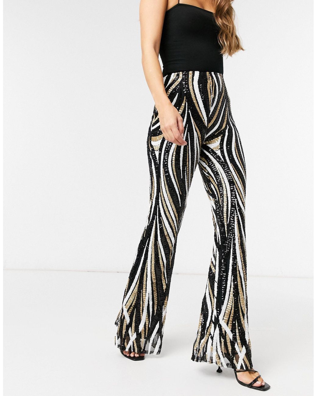 London Sequin Flared Trousers 