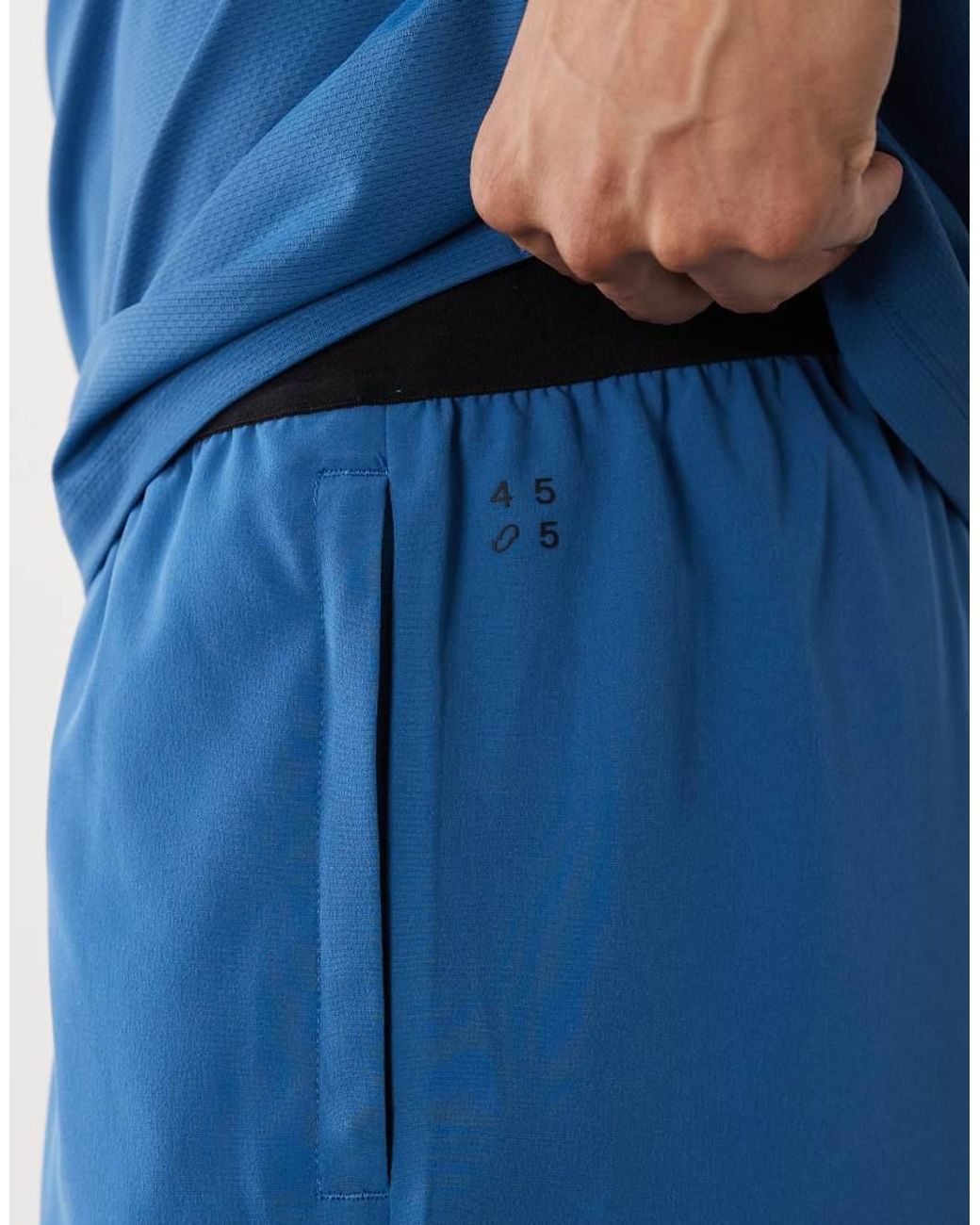 4505 Blue 5" Training Short With Towel Loop And Zip Pockets for men