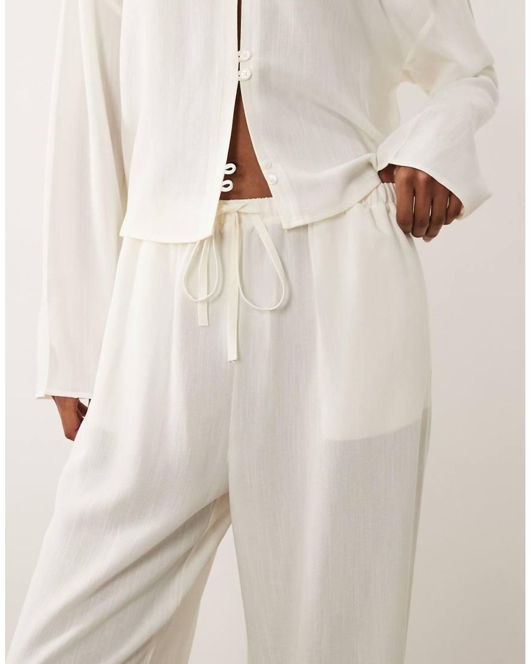 ASOS Natural Linen Blend Pull On Trouser Co Ord