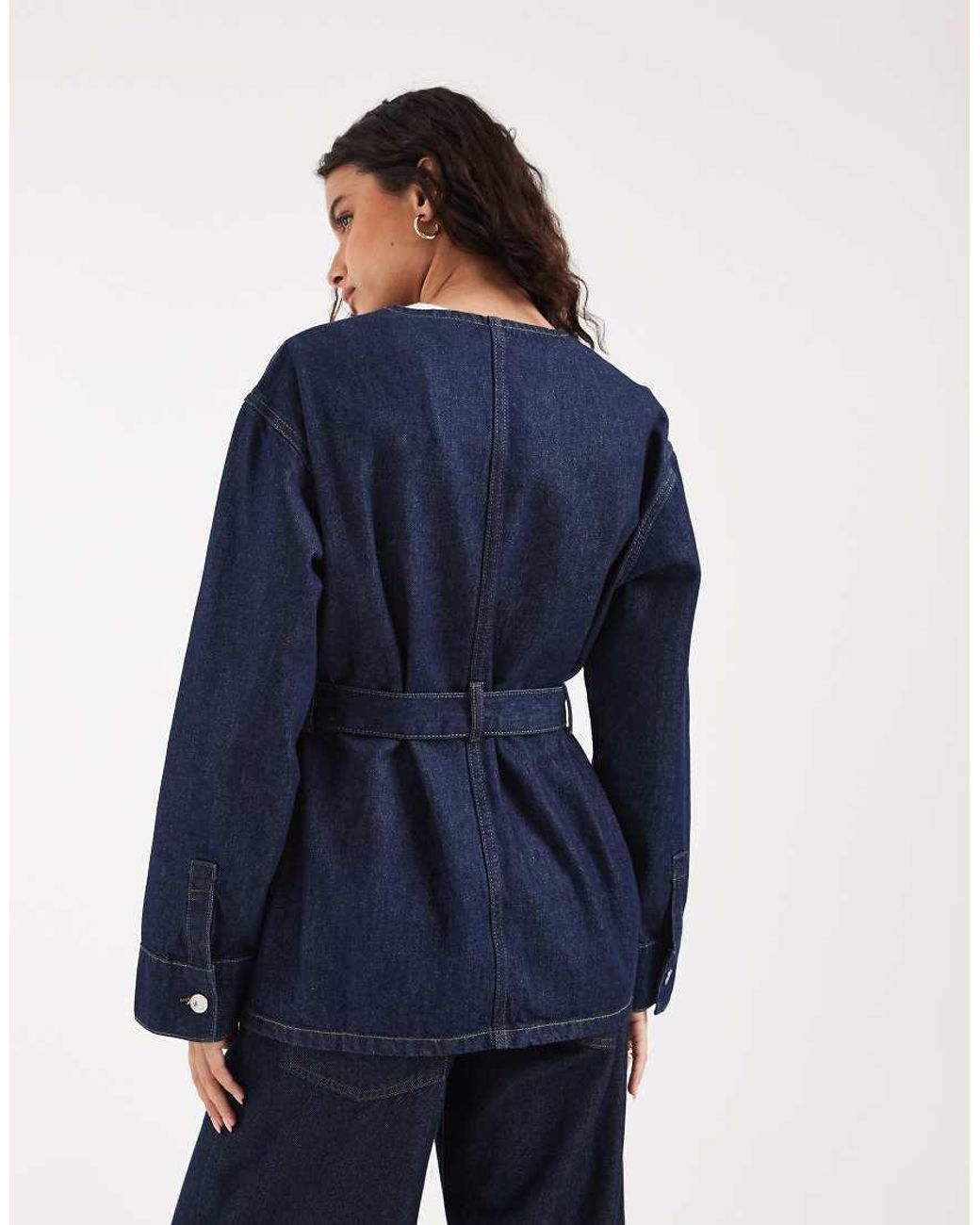 River Island Blue Belted Denim Jacket