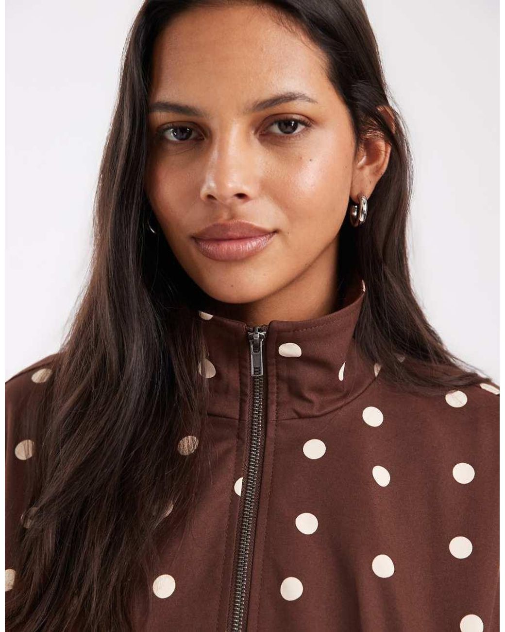 Pieces Brown Funnel Neck Bomber Jacket