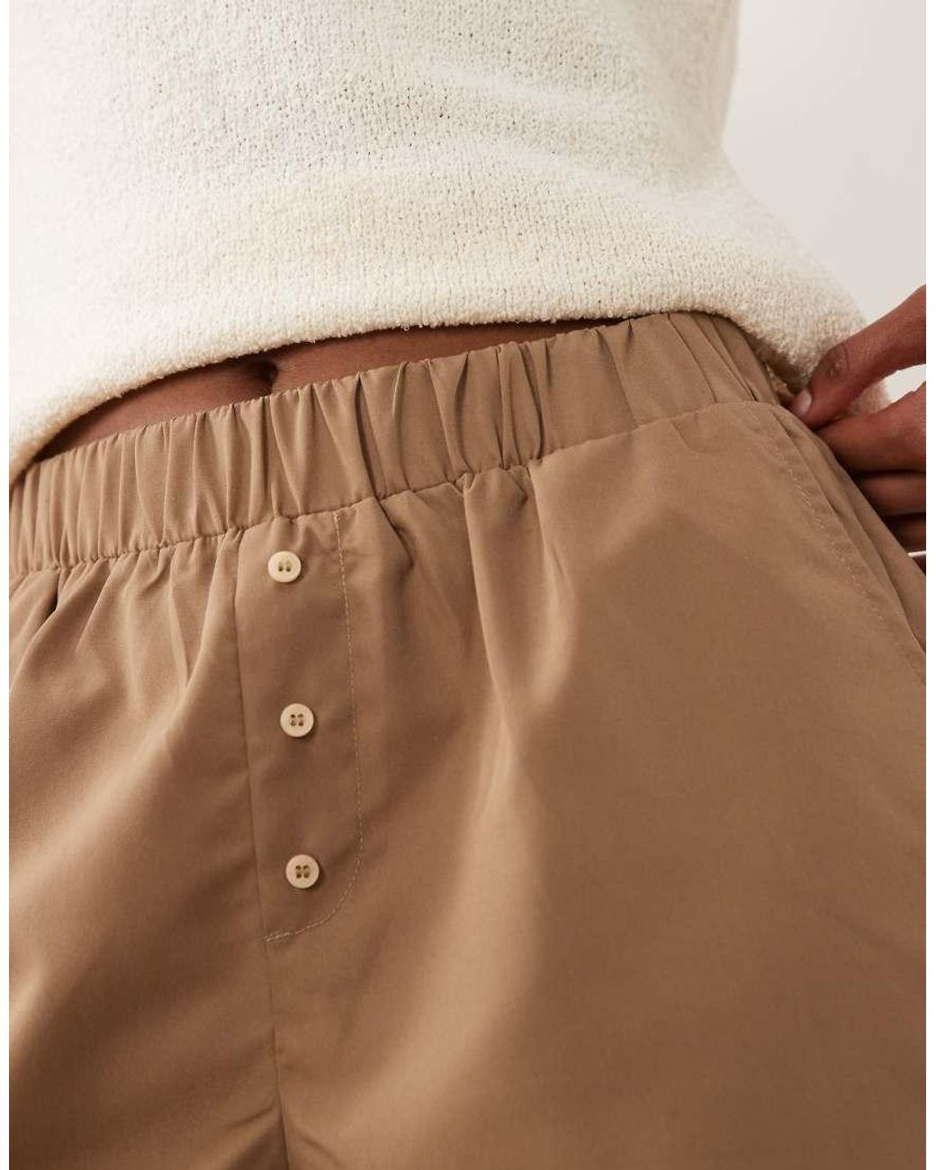 Threadbare Natural Cotton Poplin Boxer Style Shorts